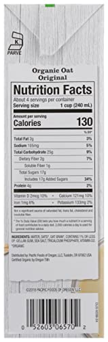 Pacific Natural Foods Organic Natural Oatmeal Beverage - Original - 32 Fl oz