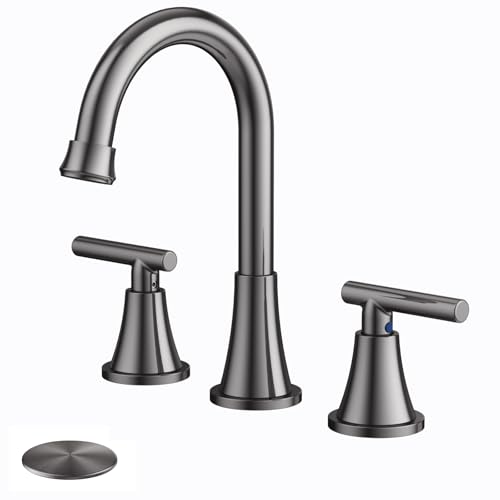 Image of Bathroom Faucet 3 Hole, Brushed Grey Faucets with Drain and Supply Lines