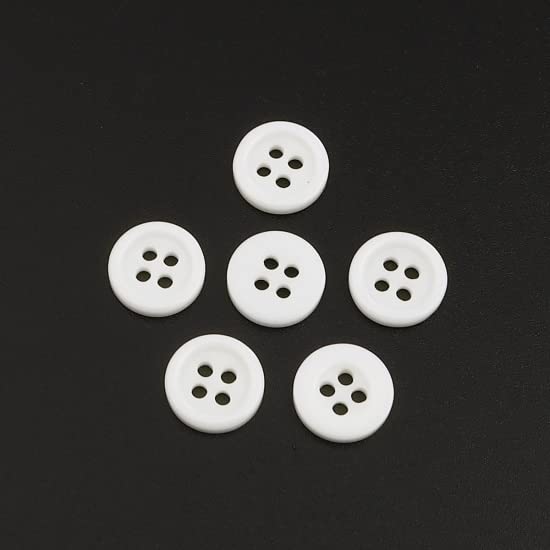 200 White Round 9mm Ridge Resin 4 Hole Sewing Crafts Scrapbook Card Making Buttons