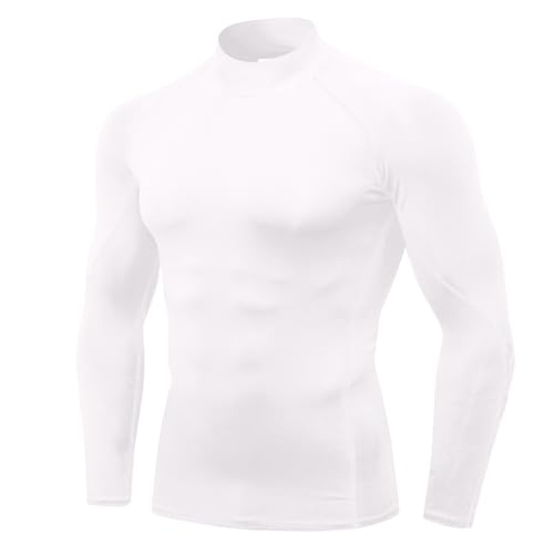 Men's Compression Shirts Long Sleeve Athletic Running Tops Football Turtle Neck Shirts Sport Baselayer Undershirt