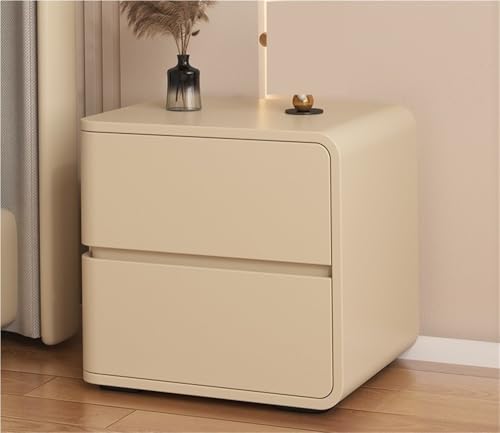 Mesita de Noche con amplios cajones, mesita de Noche de Madera para Dormitorio, Moderna mesita de Noche para Sala de Estar (Caqui, Derecha)