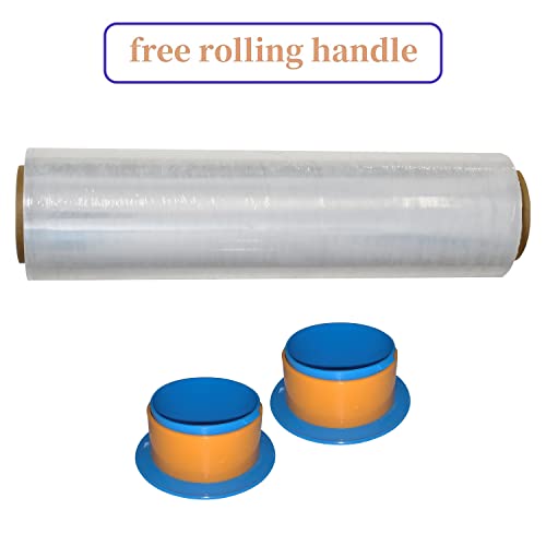 18" Stretch Wrap/Film With Handles 1500Ft 500% Stretch Clear Cling Durable Adhering Packing Moving Packaging Heavy Duty Shrink Wrap Film (18Inch-2Pack) #TOP2