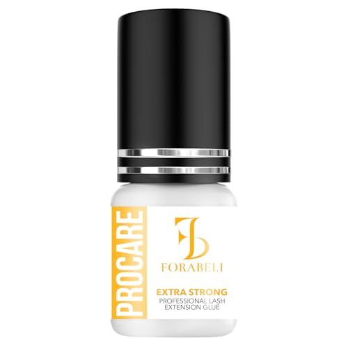 Forabeli Pro Care Eyelash Extension Glue | Professional Lash Adhesive | 1-2 Second Fast Drying Time | Up to 8 Weeks Retention | for Certified Lash Artists | Black, 5ml