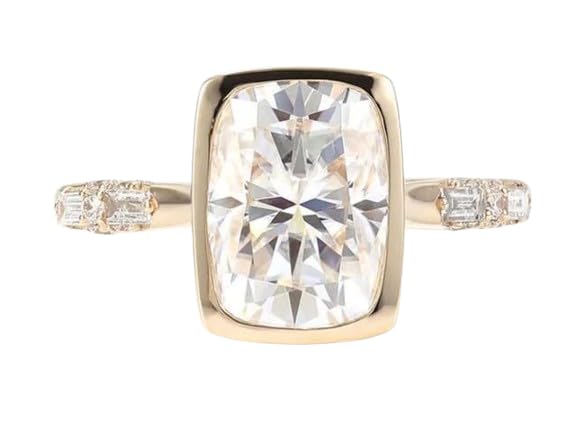 3.00 CT Radiant Cut Diamond Ring,10K Yellow Gold Plated Bezel & Pave Eternity Engagement Bridal Ring,Wedding Ring For Women,Gifted For Her,Size 3-12.