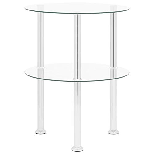 ❀【Stabile e durevole】Questo elegante tavolino a 2 livelli aggiunge un aspetto moderno e migliora l'arredamento esistente nel vostro spazio abitativo. Il tavolo d'accento è realizzato in vetro temperato con una finitura ruvida e un tubo in acciaio inossidabile, che lo rende stabile e durevole.