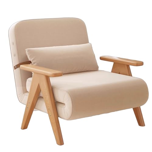 Sillon Cama 1 Plaza 4 en 1 con Plegable Sofa Chaise Longue Tela de Lino y Estructura de Abedul con Cojín Ajustable Adecuado para Oficina Dormitorio y Sala de Estar.