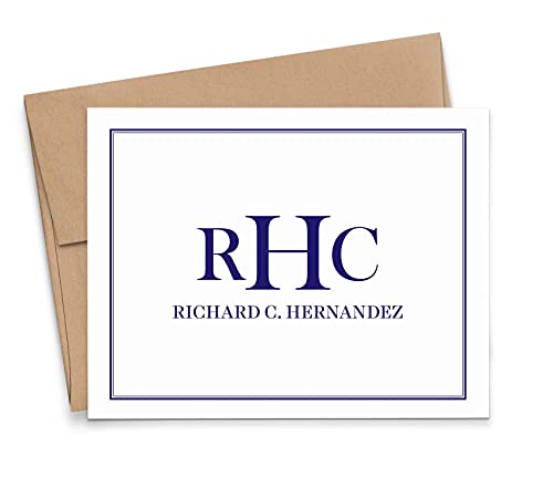Image of Classic Monogrammed Stationary for Men and Women, FOLDED NOTE CARDS, Professional Personalized Stationary Set, Personalized Monogram Stationery Set, Your Choice of Colors and Quantity
