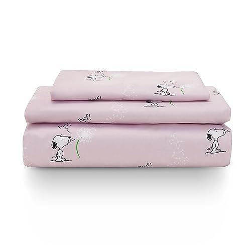 Berkshire Blanket Peanuts Kids Sheet Set Twin Size - 3 Pieces Peanuts Snoopy Make A Wish Sheet Scale Spring Pink Cute Character Snoopy Printed Soft Microfiber Bed Sheets