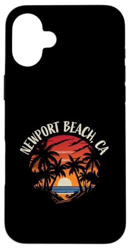 Newport Beach Retro Vintage Sunset Design vieilli Coque pour iPhone 16 Plus