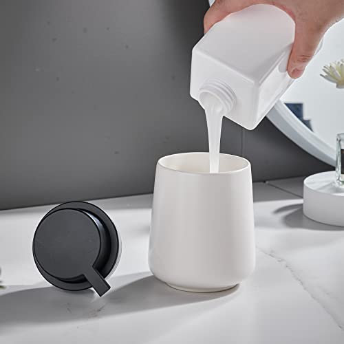 12Oz Foaming Hand Soap Dispenser - White Foam Soap Dispenser Bathroom With Easy-To-Press Pump, Modern Refillable Liquid Lotion Hand Soap Dispenser, Ceramic Dish Soap Dispenser For Kitchen #TOP3