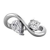 SilverQ Classic Toi Et Moi Engagement Ring for Women 14K Gold Plated Dainty Two Stone Wave Shank Proposal Ring 2 Ct Round and Pear Cut Diamond Wedding Ring 925 Sterling Silver Handmade Lover Jewelry