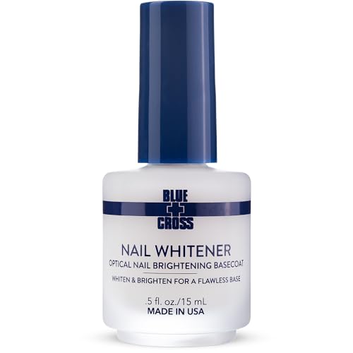 Blue Cross Nail Whitener, Professional Optical Brightening Basecoat Nail Concealer Polish with Vitamin E, Lemon Lime Extracts, Made in USA, 15mL