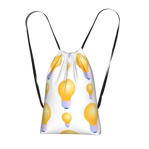 YWPCOIUYB Bombillas doradas,Mochila con cordón unisex, bolsa de deporte, bolsa de gimnasio, mochila plegable con cordón