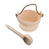 Ciieeo Ensemble Daccessoires De Sauna Seau en Bois Louche Et Cuillère À Sel pour La Rela...