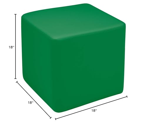 Image of Sprogs 18 inch H Structured Cube Stool -Flexible Modular Collaborative Soft Seating for Office, Home, Lounge and School Classrooms with Durable Frame -Green