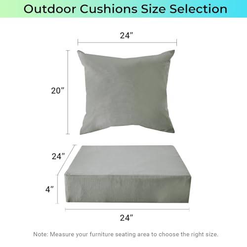 Image of IPYNBAP Outdoor Cushions for Patio Furniture,Outdoor Seat Cushion Set 24 x 24 x 4 Inch,Waterproof & Fade Resistant Outdoor Chair Cushions,Deep Patio Chair Cushion with Removable Cover,Grey