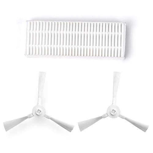 Lot d'Accessoires pour Aiibot Aspirateur Robot T288/T289, Pièces de Rechange, 1 Filtre HEPA et 2 Brosses Latérales