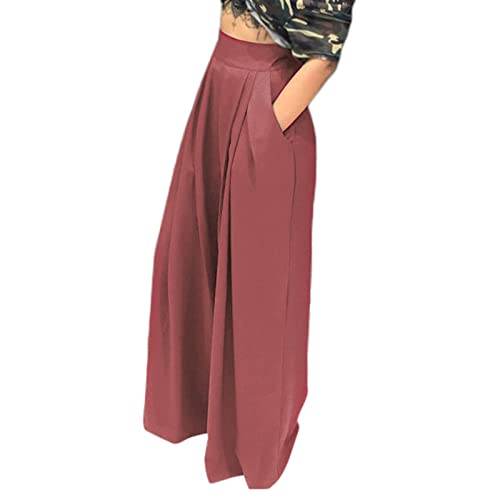 Women's Stretchy Wide Leg Palazzo Lounge Pants Casual Comfy High Waist Pajama Pants