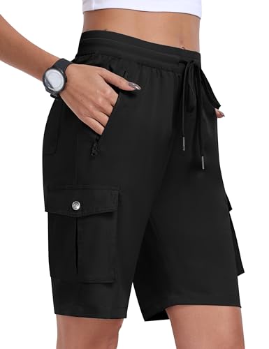 MoFiz Women's 10" Hiking Cargo Shorts Lightweight Quick Dry Outdoor Running Athletic Short Summer Travel Loose 6 Pockets2
