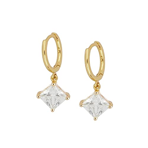 LYGXWJFC Quadratische Zirkon Perle Echte Creolen Für Frauen Runde Piercing Ohrring Schmuck Pendientes