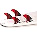 DORSAL Surfboard Fins Quad 4 Set FCS Compatible Red Carbon Fiber with Honeycomb Hexcore
