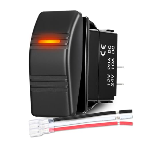 Image of Nilight Marine Rocker Switch LED Light Bar 3 PIN with Orange Backlit | Toggle Switches On Off SPST 20A /12V 10A /24V with Jumper Wires Set for Cars Trucks Boat ATVs UTVs RVs