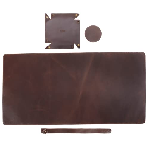 Leather Desk Pad Real Leather Desk Mat (32X16) Desk Cover Desk Blotter Desk Protector Large Computer Mat For Keyboard Gaming Mouse Pad (Hickory 2Mm) Table Laptop Mat Office Desktop Accessories Elizo #TOP4