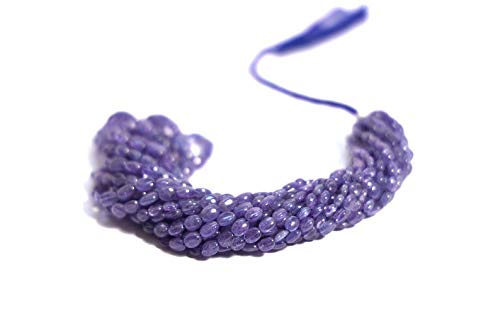 Naturalne gładkie owalne koraliki tanzanitowe AAA, gładkie koraliki tanzanitowe, owalne koraliki tanzanitowe, niebieskie koraliki tanzanitowe, rozmiar 5 x 7 mm, sznurek 40 cm, Kamień