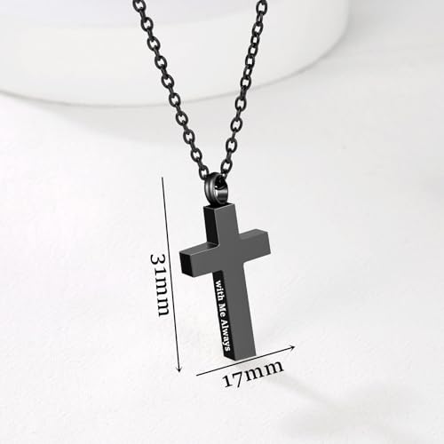 RIPFEVURN Cremation Jewelry Black Cross Urn Necklaces for Ashes for Women Men Human Ashes with Me Always Memorial Keepsake Pendant2