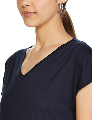 Image of Marks & Spencer Womens Solid Polyester Blend V-Neck Relaxed Fit T Shirt