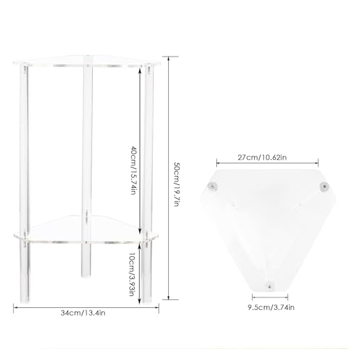 Table d'appoint triangulaire minimaliste à 2 niveaux en plastique clair