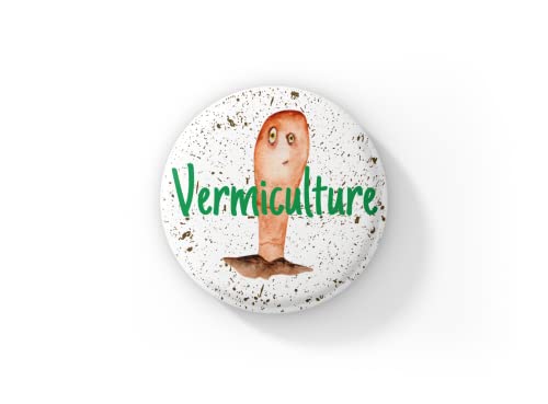 Vermiculture Pin Button, Worm Pin, Garden Pin, Compost Pin, Worm