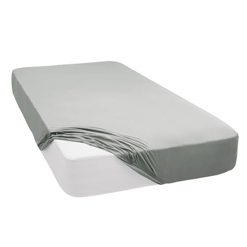 Mixibaby Spannbettlaken Jersey Spannbetttuch 100% Baumwolle Bettlaken Spannbettuch Laken 28 Farben, Größe:180 x 200 cm, Farbe:Hellgrau