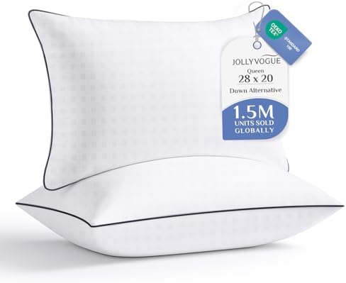 JOLLYVOGUE Pillows Queen Size Set of 2, Hotel Collection Bed Pill...