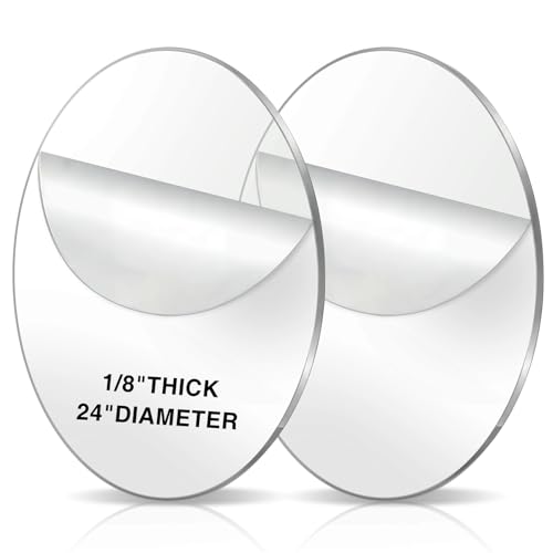 Image of Gisafai 2 Pcs Large Clear Acrylic Round Disc 24 Inch, 1 /8 Inch Thick Glass Circle Sheets with Protective Film, Transparent Acrylic Panels for DIY Projects, Crafts, Cake Displays and Tabletop