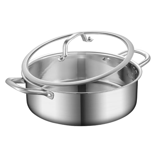 304 Stainless Steels Hot Pots with Divider Glass Cover and Handle Double Sided Cooking Shabu Shabu Pots for Family Use Family Po