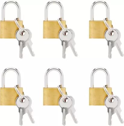 Premium 25 Mm Copper Key Lock with 3 Additional Keys | Ideal for Suitcase, Small Bag, Home Shutters Cabinet (Pack of 6)-image-7