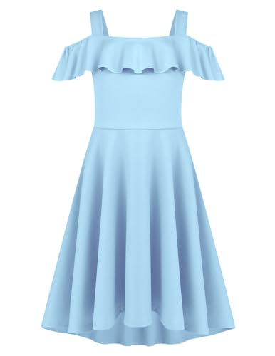 Arshiner Kleider Mädchen Sommerkleid Blau Partykleid Schulterfreies...