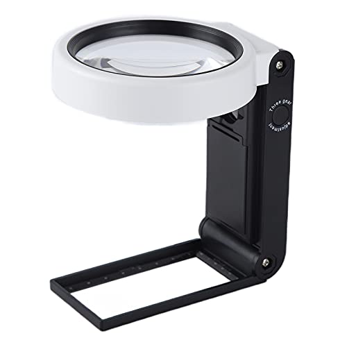 TH‑7018A Lighted Magnifying Magnifying Lens 25x, Glass Illuminated Lighted Magnifier with LED Light and High Definition Lens for Home