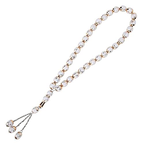 WBTY Tasbih Prayer Beads Allah & Muhammad Islamic Prayer Rosary Muslim Islam Misbaha Tasbeeh Sibha 33 Prayer Beads Bracelet (white)