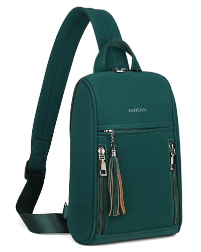 FADEON Sling Bag for Women, Crossbody Backpack with Tassels, Designer