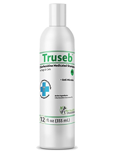 Pet Health Pharma Truseb | #1 Chlorhexidine 4% Shampoo for Dogs, Puppies & Cats Medicated Shampoo Against Skin Conditions Broad Spectrum Vet Formula (12 Ounce)