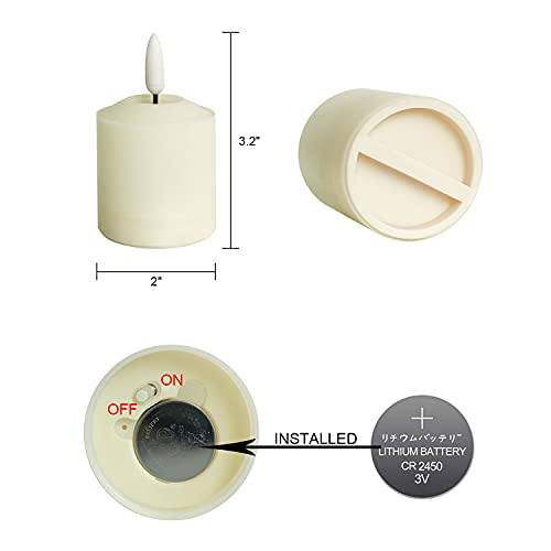 Image of GenSwin Flameless Waterproof Pillar Candles Flickering with Remote & Timer, Battery Operated LED Votive 3D Wick Candles for Indoor Outdoor Lanterns 6 Pack Ivory(Battery Include, 2 x 3.2 Inch)