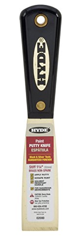 Hyde Tools 02080 4 Pack 1.25-Inch Stiff Chisel Edge Putty Knife, Brass #TOP4