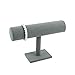 Mooca Gray Linen Wood Jewelry Bracelet Display Holder, Hovering T-Bar Bracelet Necklace Jewelry Display Stand for Home Organization, 5 1/4 Inches Height
