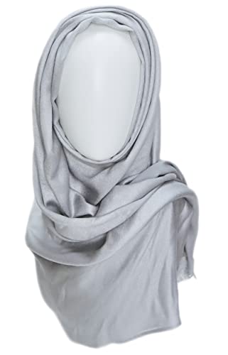 Gragengs Funken Metallic Pashmina Schals und Stola für Damen, Lange Party Tücher Einheitliche Farbe Zwei Töne,Hellgrau/Silber