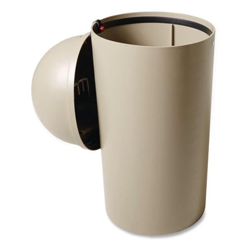 Image of Rubbermaid Commercial Products Marshal Classic Container Round Trash Can 25 Gallons Beige Outdoor for Parks /College Campuses /Outdoor Shopping Malls
