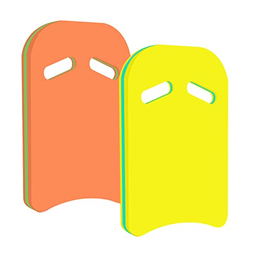 Strpretty Basic 2Pcs Safty Swimming Training Aid Kickboard, U Design Swim Pool Float Floating Buoy Hand Board (17"X12"), Orange & Yellow #TOP5