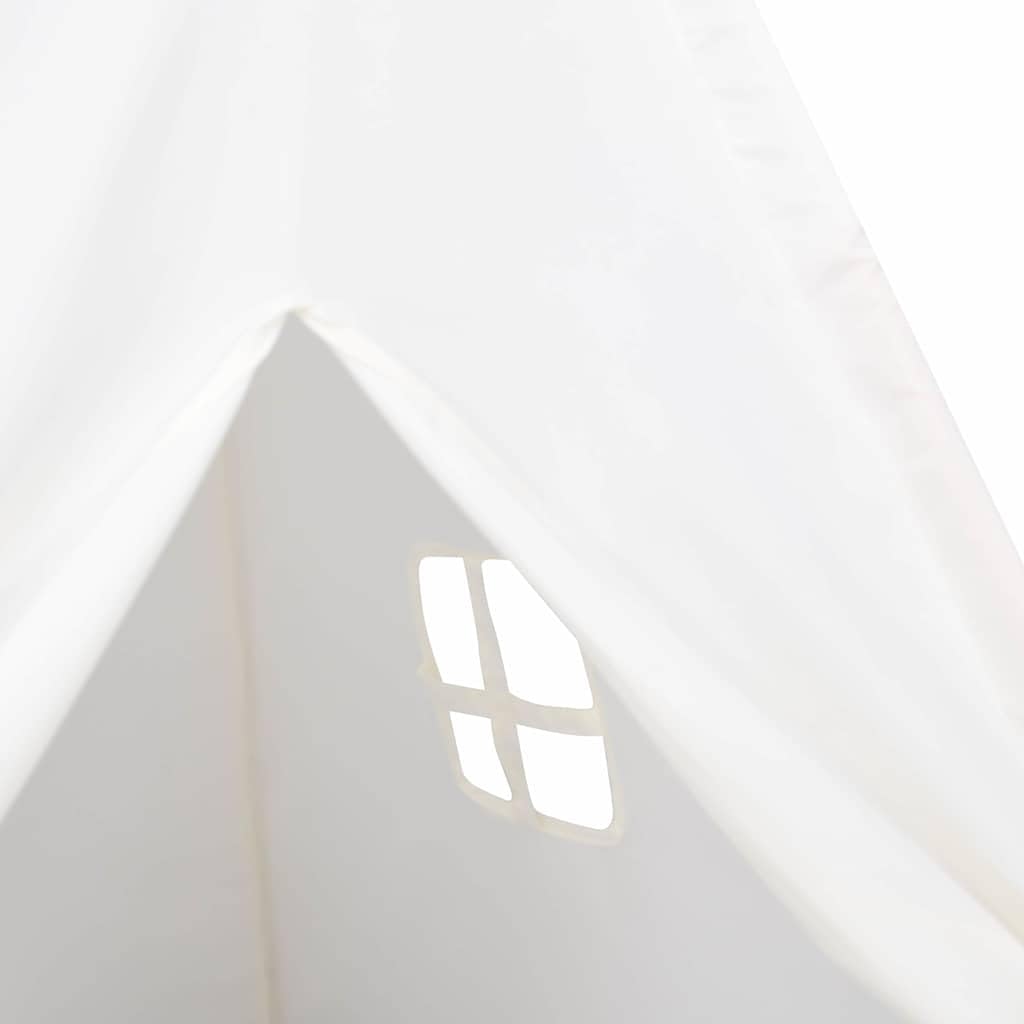 Teepee Zelt Weiß mit Stoff und Plastik 120 x 120 x 150 cm, leichtes Spielzelt für Kinderzimmer und Garten, tragbar und faltbar, ideal für drinnen und draußen