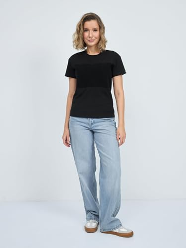 Black Velcro Patch Shirt for Women - S with LGBT Sticker Set, Customizable Velcro Patch Area for Equality and Pride